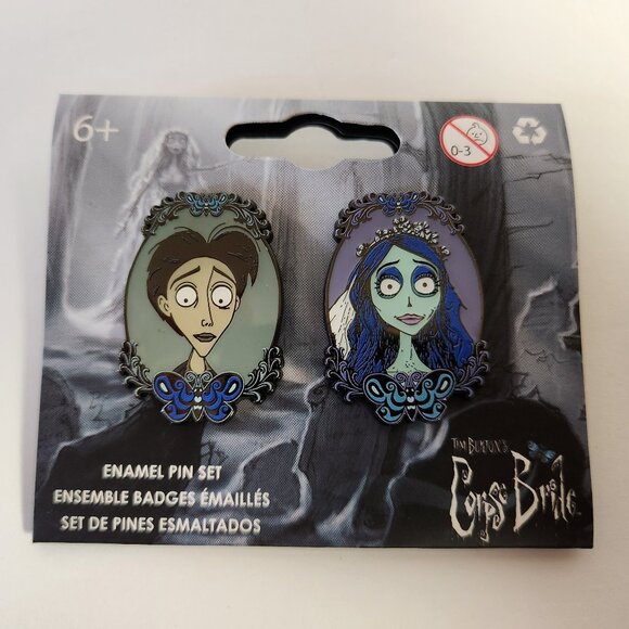 Loungefly Corpse Bride Pin Set Victor Emily 2 Enamel Pins 2025 Authentic New - Picture 2 of 4